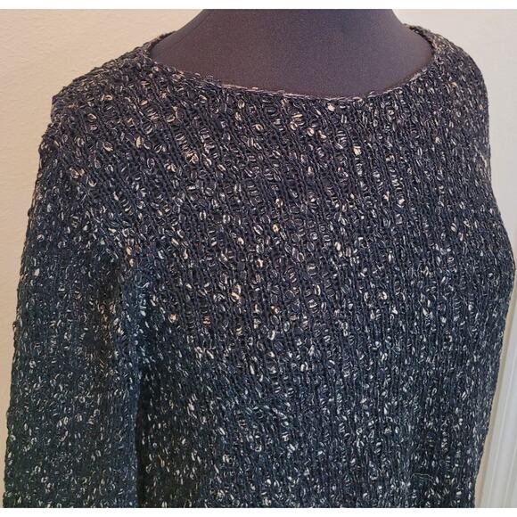 Eileen Fisher Organic Cotton Sweater – Knubby Knit – Black/Brown – Boat Neck – M - Picture 2 of 8